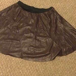 Faux burgundy midi skirt